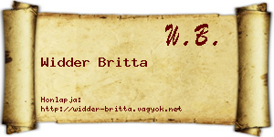 Widder Britta névjegykártya